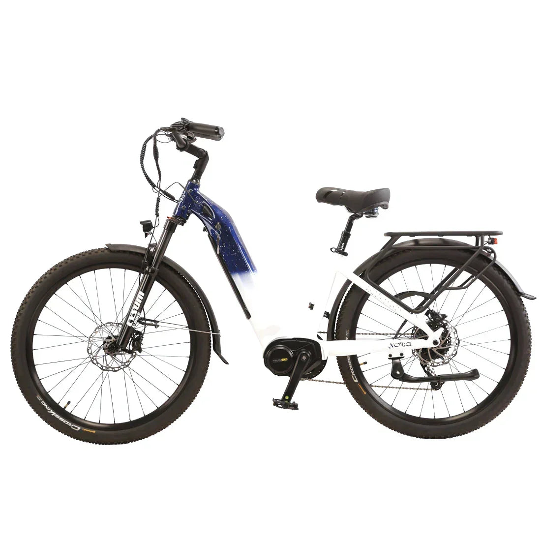 Cysum NOVA Step-Thru Electric Bike - UK with blue frame on a white background