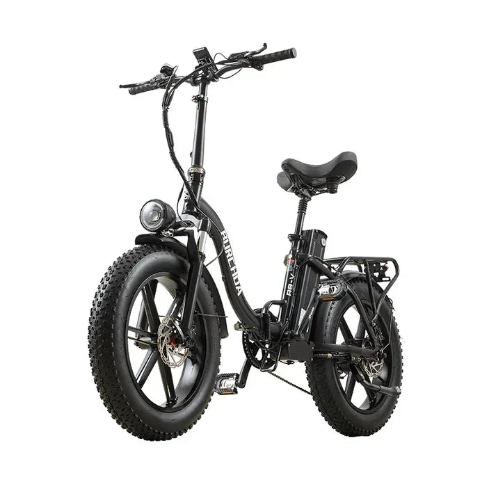 Black electric bike a white background