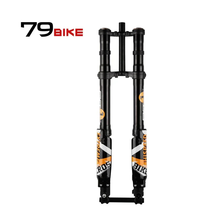Bicycle suspension fork with '79 BIKE' branding on a white background