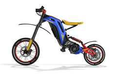 Colorful 79BIKE TITAONE S Electric Bike with blue frame and yellow accents on a white background