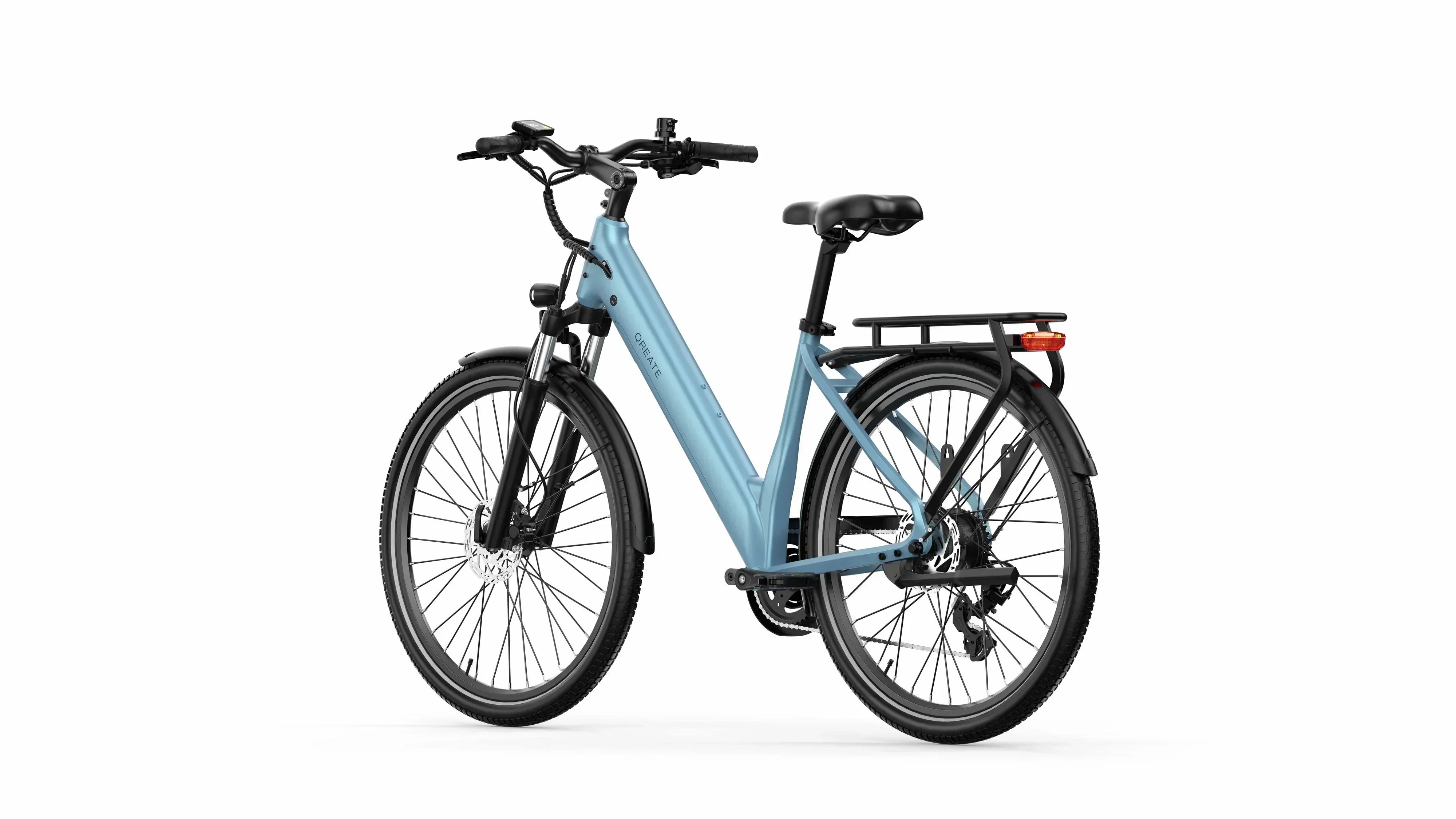 Blue A-Spadz Qreate City Air Electric Bike on a white background
