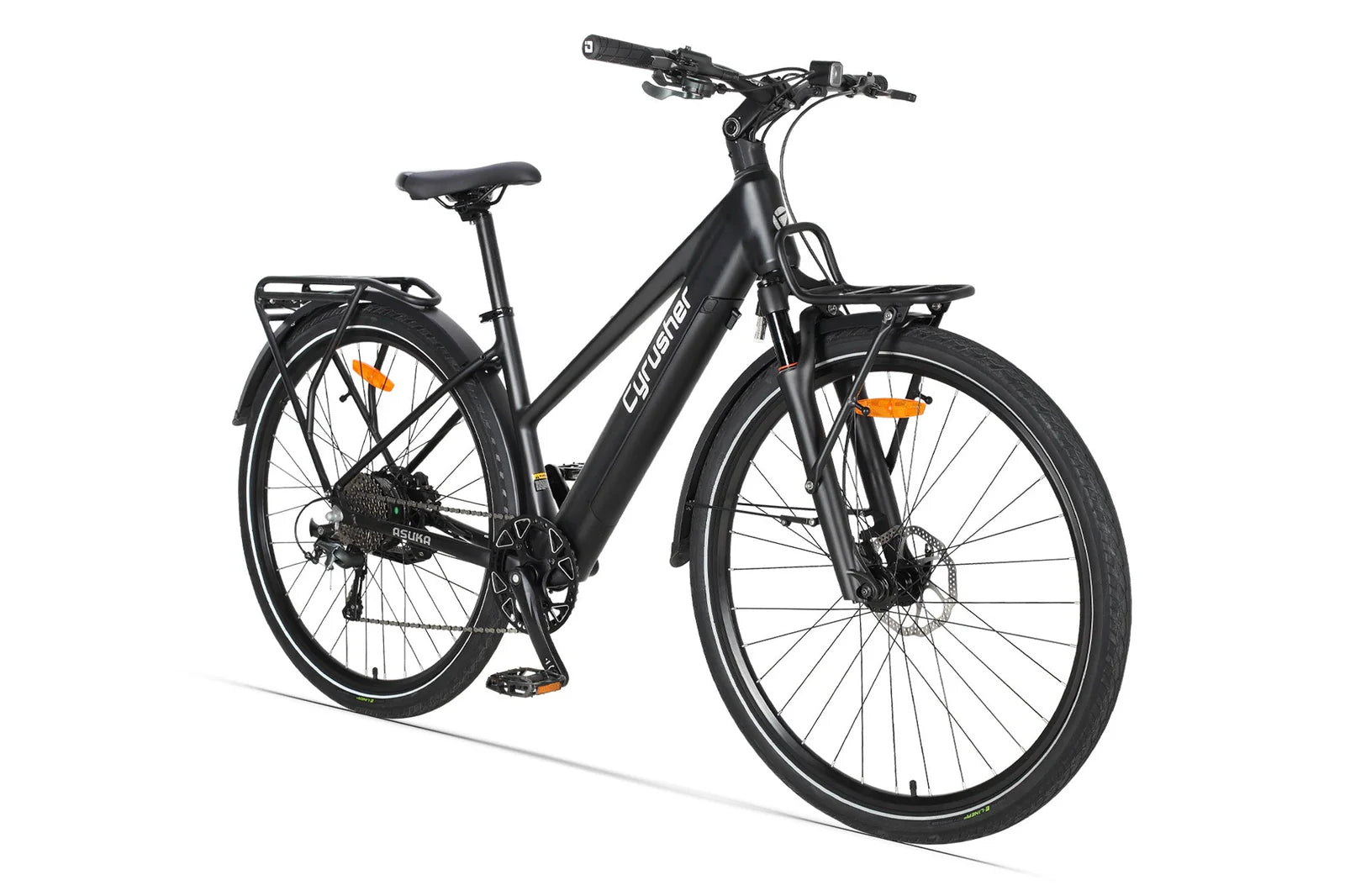 Black Cyrusher Asuka Trekking Electric bicycle on a white background