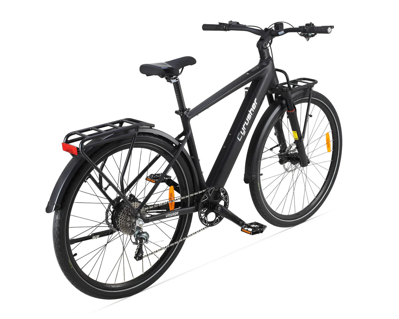 Black Cyrusher Voyage Trekking Electric Bike with a visible brand logo on a white background