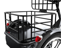 Cysum T1 Pro Electric Tricycle - black metal bike basket attached to a bicycle with a white background