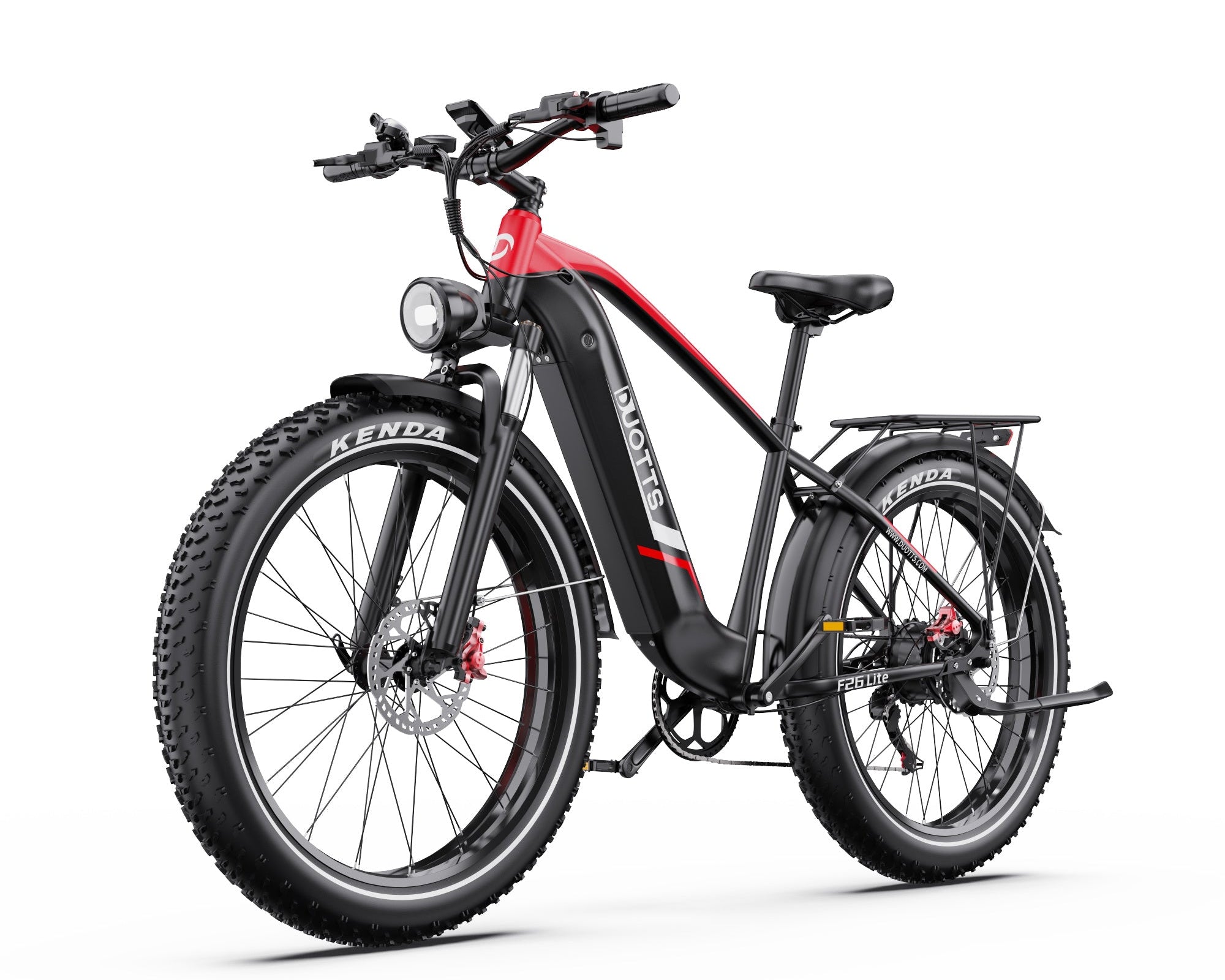 DUOTTS F26 Lite Electric Bike with black and red design on a white background - Pogo Cycles