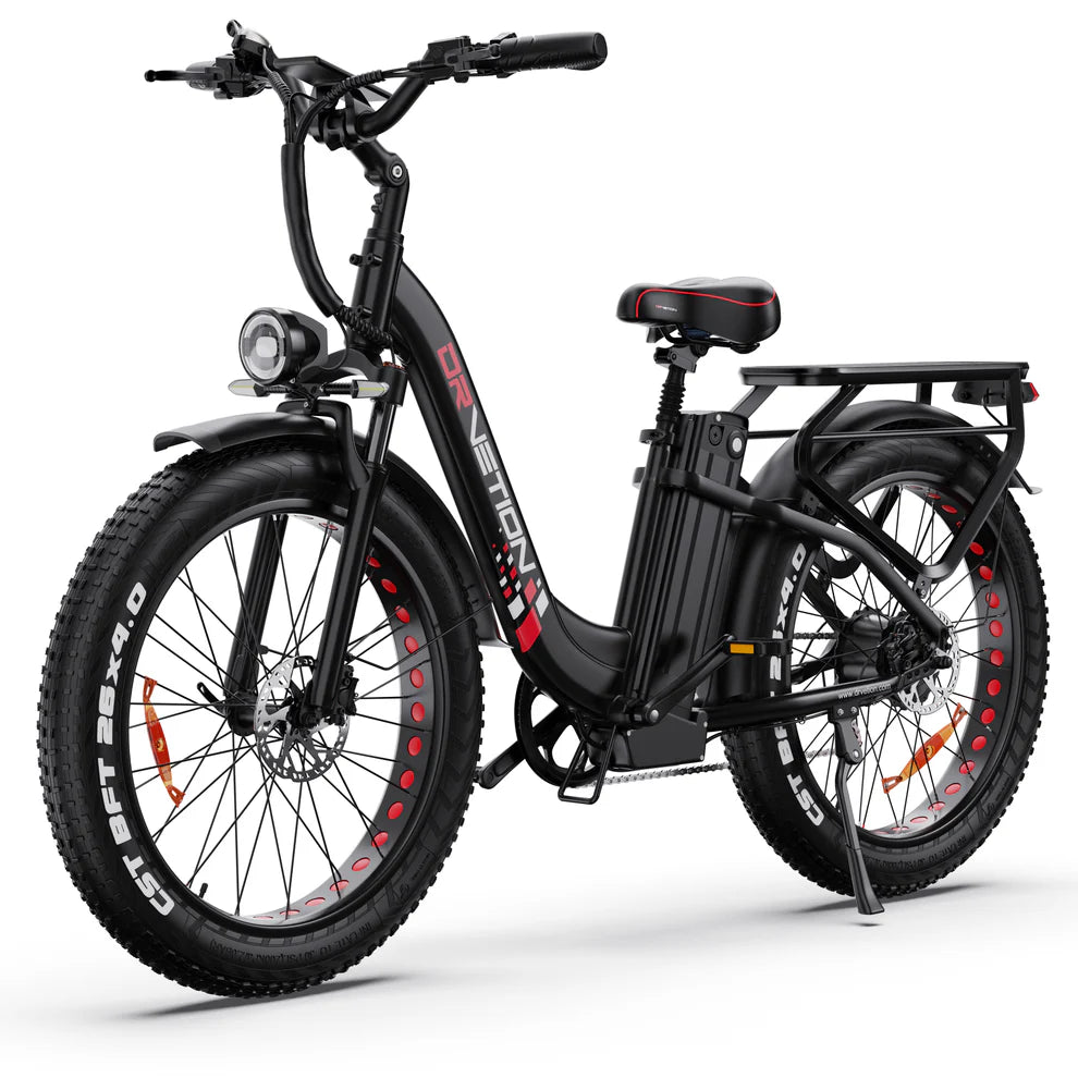 Drvetion CTR26 Step-Thru Electric Bike in black with visible brand name Drvetion on a white background