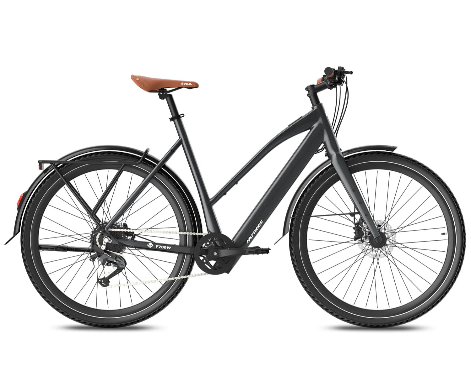 Black Fafrees F700W Electric bicycle on a white background