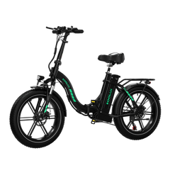 Black KOOLUX BK6S 4.0 Folding Electric Bicycle with green branding on a white background