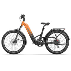 Orange LANKELEISI KETT-8 Urban electric bicycle on a white background - Pogo Cycles, Ireland