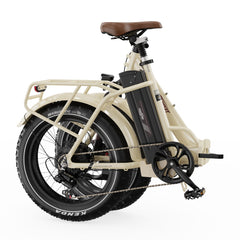 Beige OT16 MAX electric bike with a brown seat on a white background