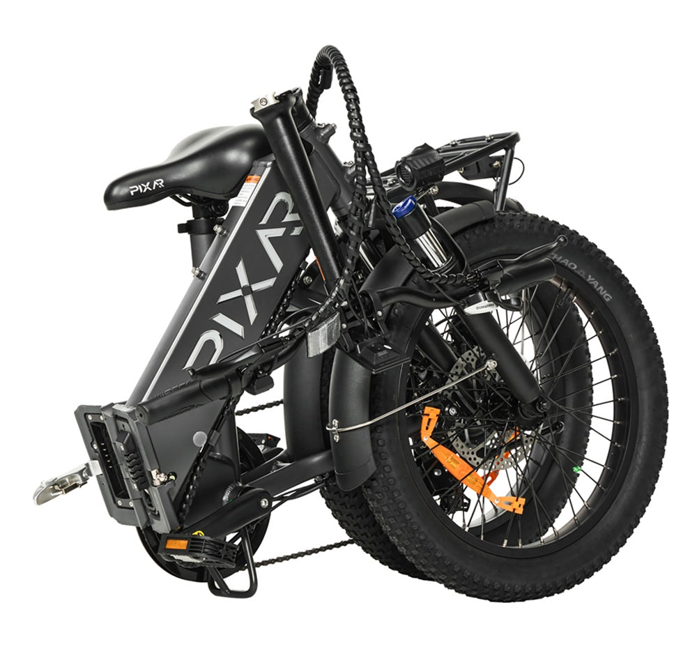 PIXAR WIND1 Foldable Electric Bike in black with 'PIXAR' branding on a white background