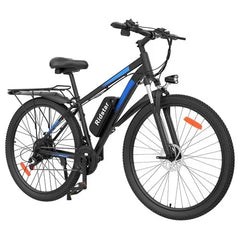 Black - Ridstar S29 Pro Electric Mountain Bike with blue accents on a white background