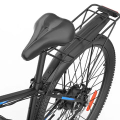 Black - Ridstar S29 Pro Electric Mountain Bike with a rear rack on a white background