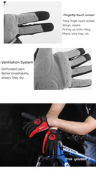 1 Pair Of All-finger Gloves Breathable Shock-proof Touch-screen Bike Gloves Spring And Summer Mountain Bike Road Riding Gloves