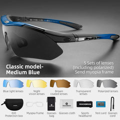 ROCKBROS Polarized Cycling Glasses Men Sports Sunglasses Road MTB Mountain Bike Bicycle Riding Protection Goggles Eyewear 5 Lens