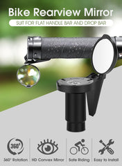 WEST BIKING Bicycle Rearview Mirror Universal Adjustable Convex Mirrors Rotate Handlebar End Mirror MTB Road Bike Accessories