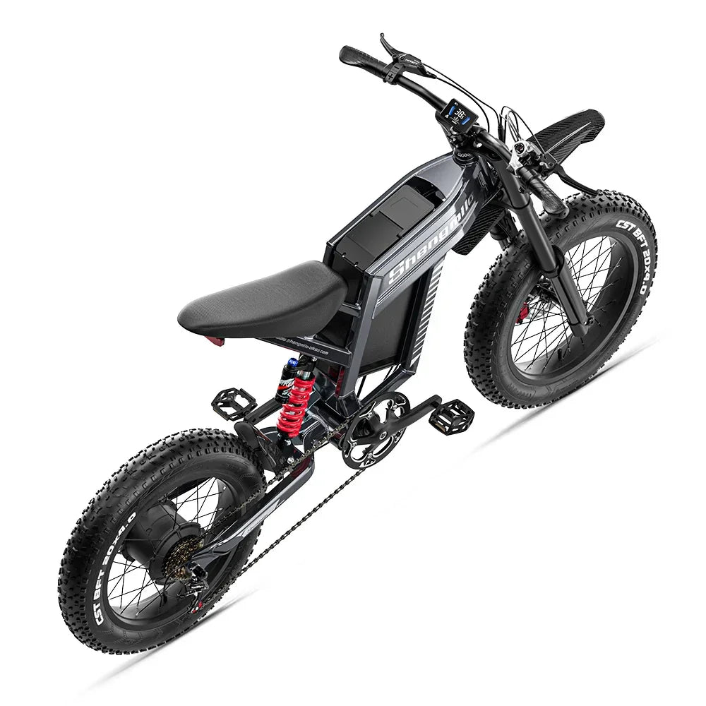 Black electric bike with fat tires on a white background