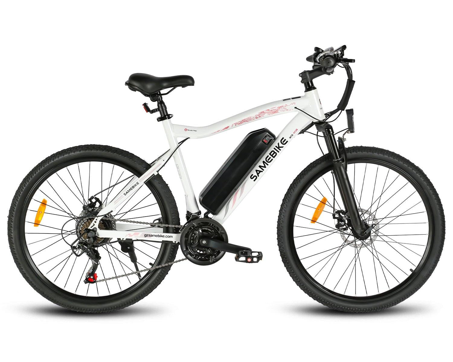 SAMEBIKE SY26-II Electric Mountain Bike in white right view on a white background- Pogo Cycles