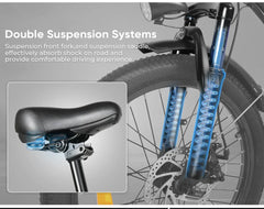 Double suspension system of Samebike CY20 Electric Motorcycle - Pogo Cycles, Ireland