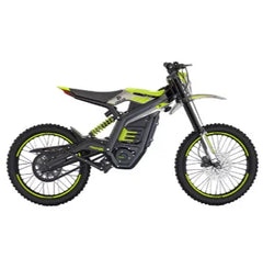 Children's electric bike with black and green design on a white background