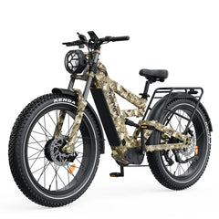 Camouflage-patterned TESWAY X9 Ultra Dual Motor E Bike on a white background