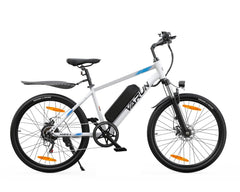 VARUN M24-1 Electric Bike in white with black seat and visible brand name on a white background