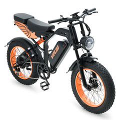 VIPCOO VM6 Electric City Bike with orange rims on a white background