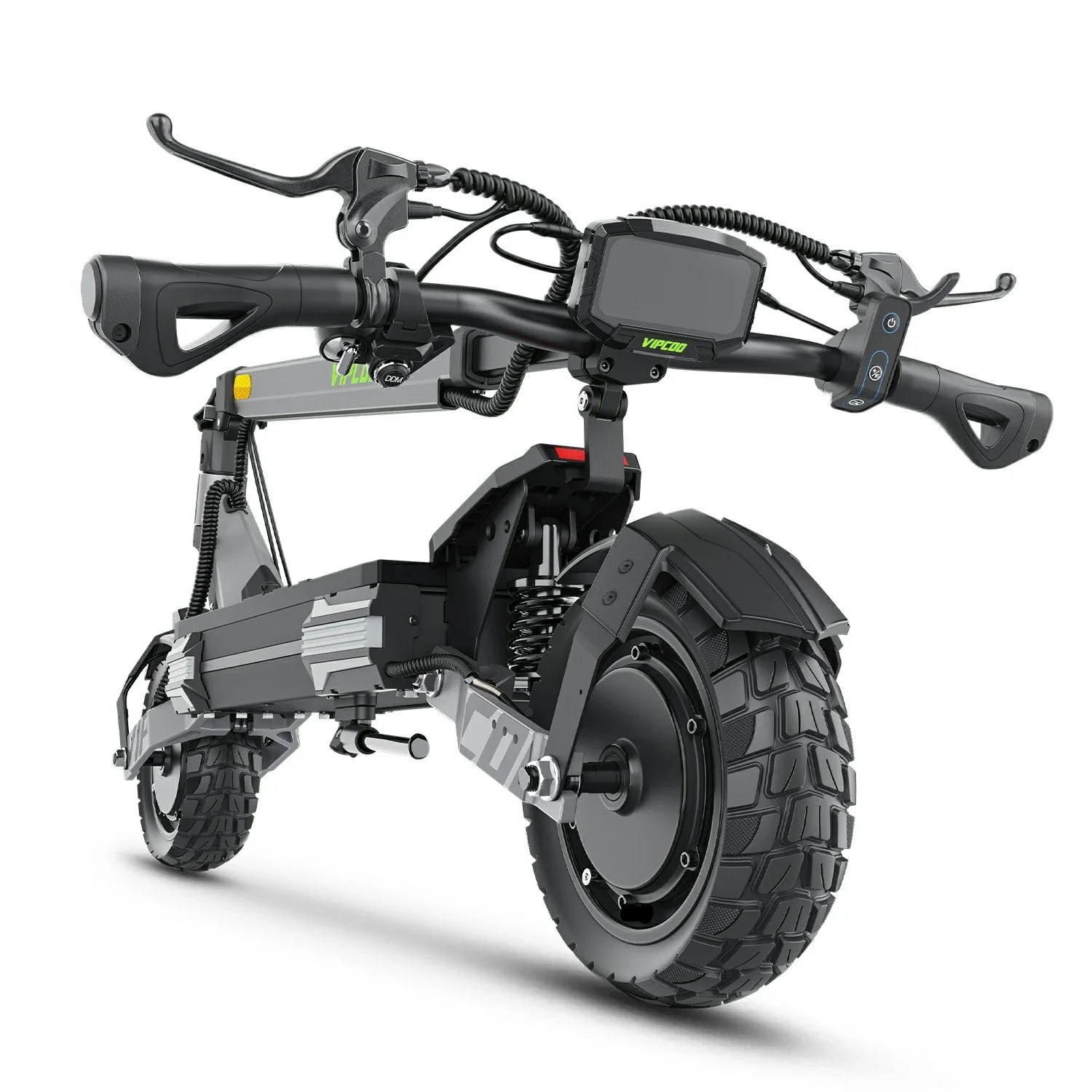 Black VIPCOO VS6 Pro Off-Road Electric Scooter with large wheel on a white background