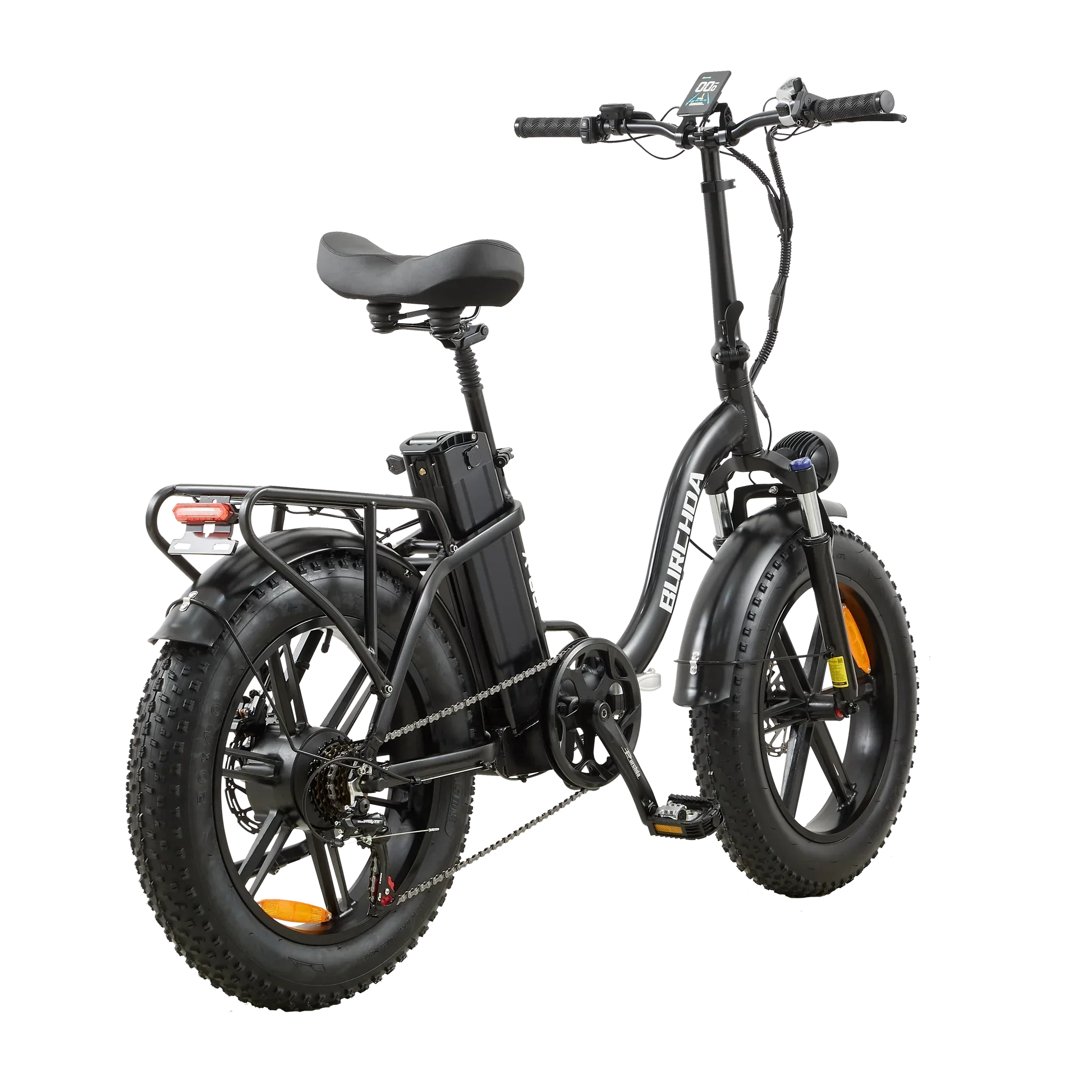 Black electric bike on a white background