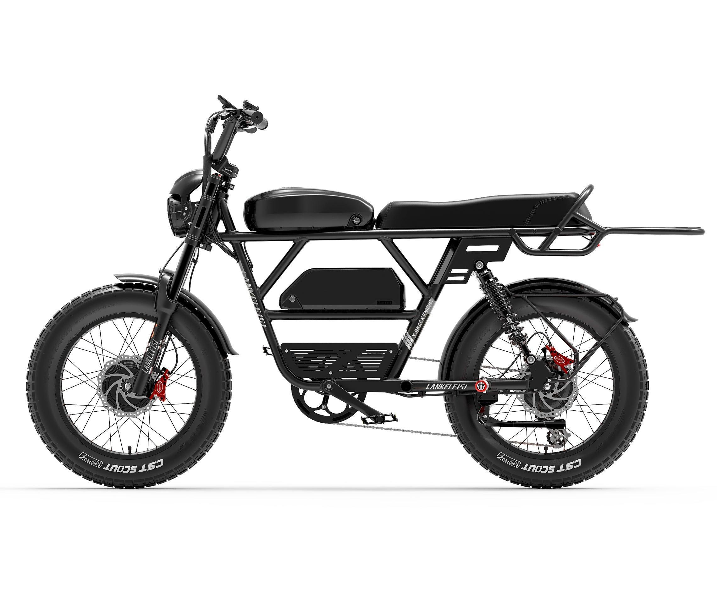 LANKELEISI X-Black Knight Dual Motor Electric Bike -left side view in white background