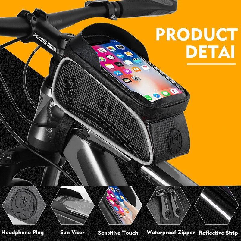 WEST BIKING Bicycle Bag Cycling Top Front Tube Frame Bag Waterproof 6.5 Inches Phone Case Storage Touch Screen MTB Road Bike Bag - Pogo Cycles