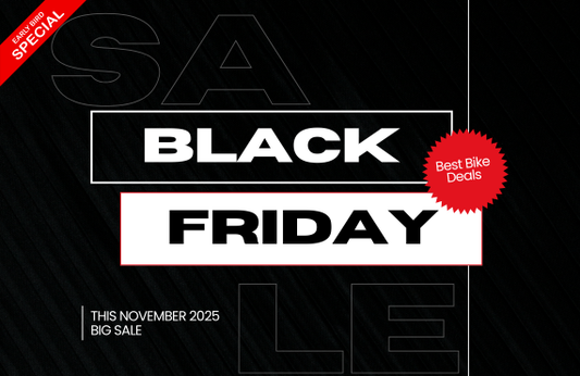 Black Friday sale banner for electric bikes, promoting best bike deals in November 2025.
