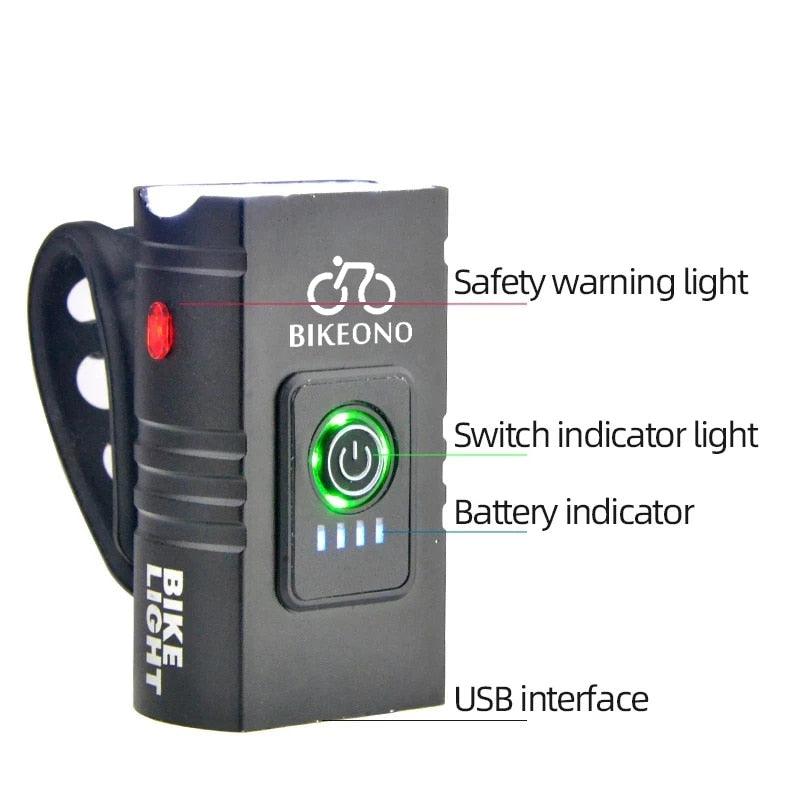 1000LM BIKEONO Bike Light Headlight T6 Bicycle Flashlight LED USB Rechargeable Torch Aluminum Alloy Cycling High Beam Low Accessories - Pogo Cycles