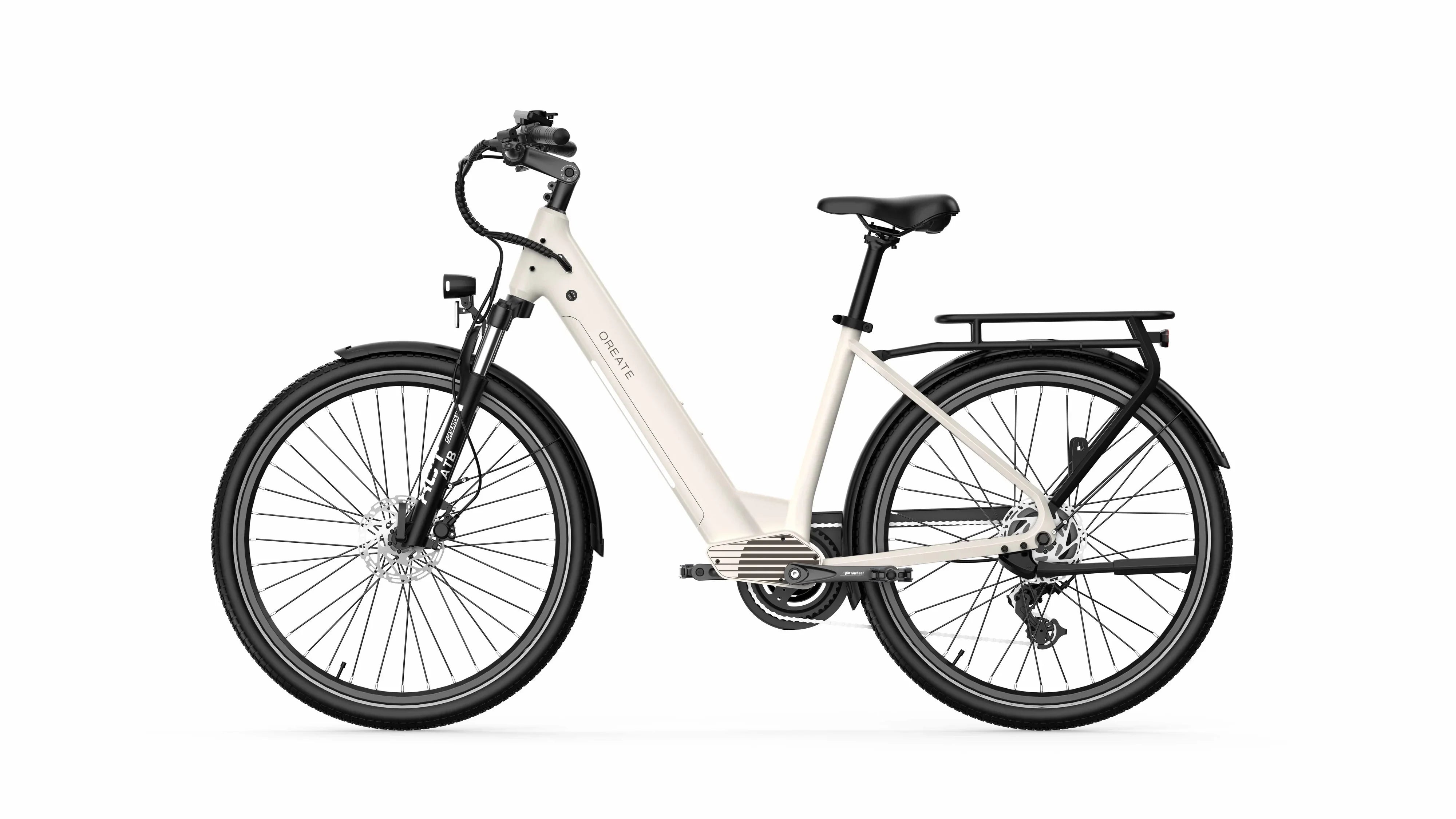 A-Spadz Qreate City Pro Electric Bike  - Gravel Grey in white background- Pogo Cycles