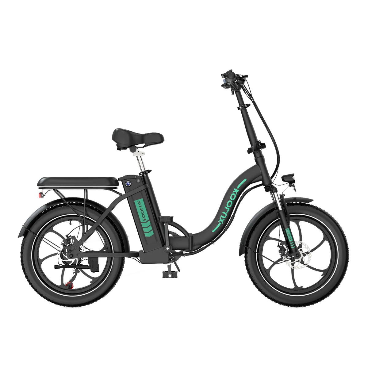 Black KOOLUX BK6S 3.0 Folding Electric Bike in green colour with KOOLUX  branding on a white background