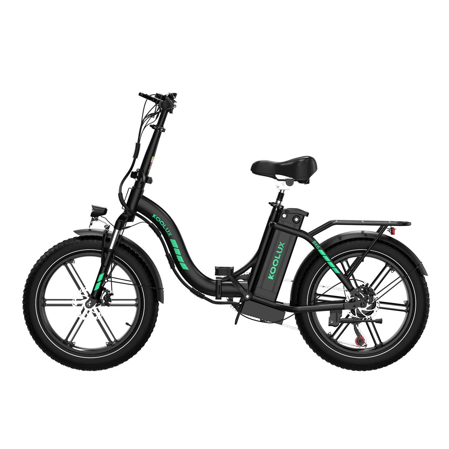Black KOOLUX BK6S 4.0 Folding Electric Bike with KOOLUX branding on a white background