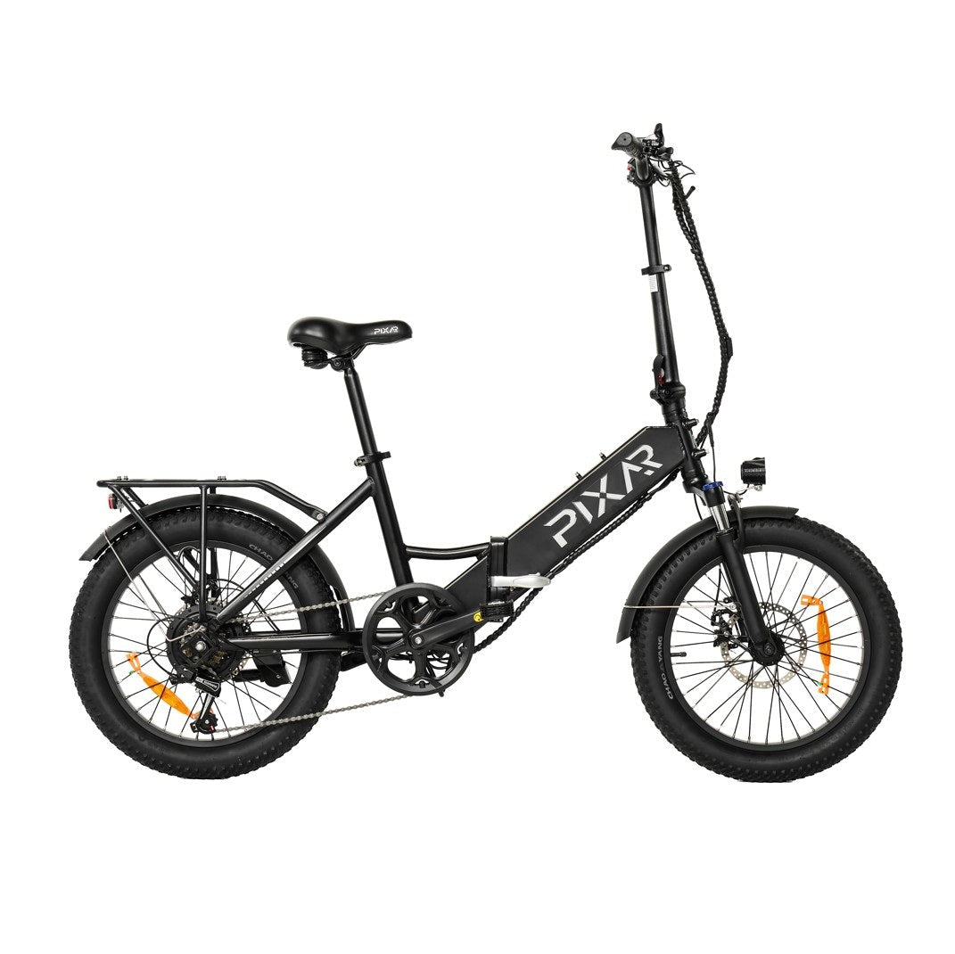 PIXAR WIND1 Foldable Electric Bike in black with 'PIXAR' branding on a white background