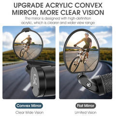 WEST BIKING Bicycle Rearview Mirror Universal Adjustable Convex Mirrors Rotate Handlebar End Mirror MTB Road Bike Accessories