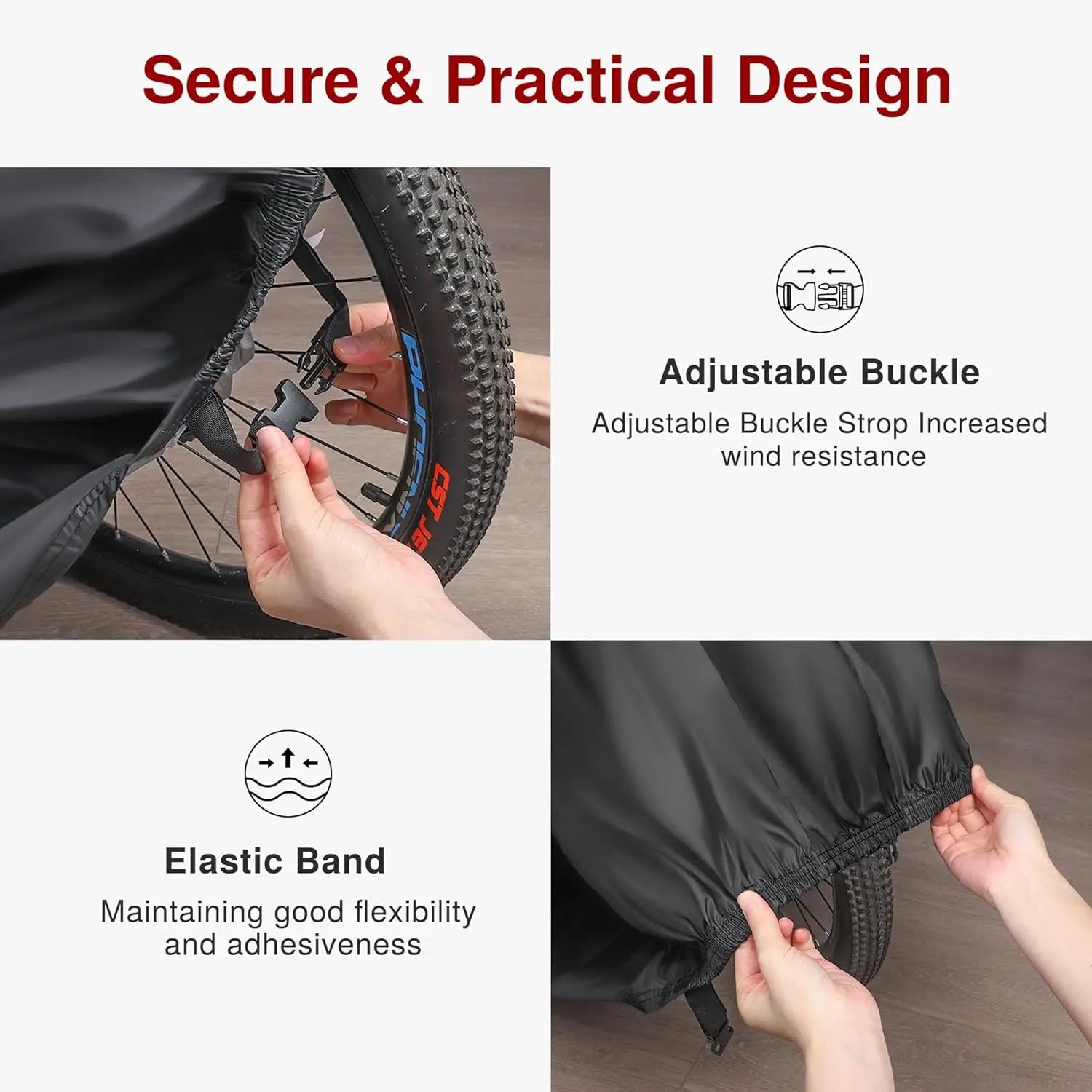 Waterproof Cycle Bike Rain Cover, Bicycle Cover Rain Sun UV Dust Windproof With Lock Hole for Mountain, Road & Dirt Bike