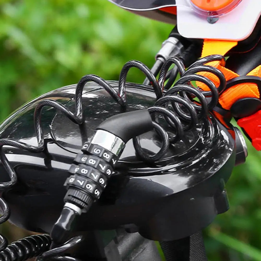 DOMEN Bicycle Lock Steel Wire Chain Lock Bike Motorcycle 4 Digit Password Steel Wire Locks Anti-theft Wire Rope Lock Helmet Lock