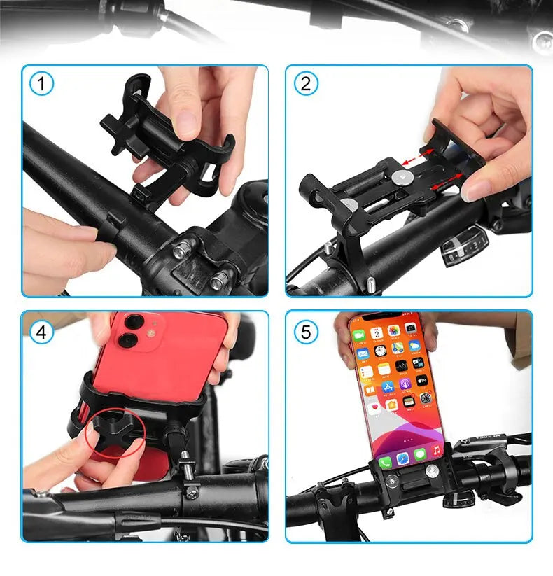 Aluminum Alloy Bike Phone Holder  Anti-slip Bracket Metal Motorcycle GPS Clip Universal Cycle Bicycle Phone Stand