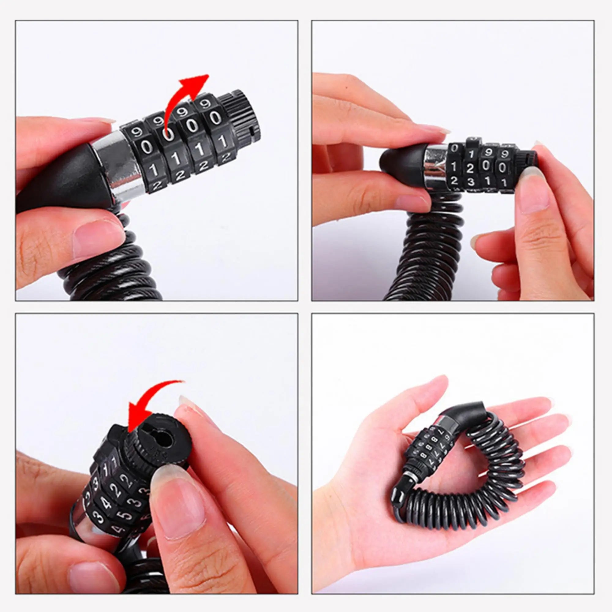 DOMEN Bicycle Lock Steel Wire Chain Lock Bike Motorcycle 4 Digit Password Steel Wire Locks Anti-theft Wire Rope Lock Helmet Lock