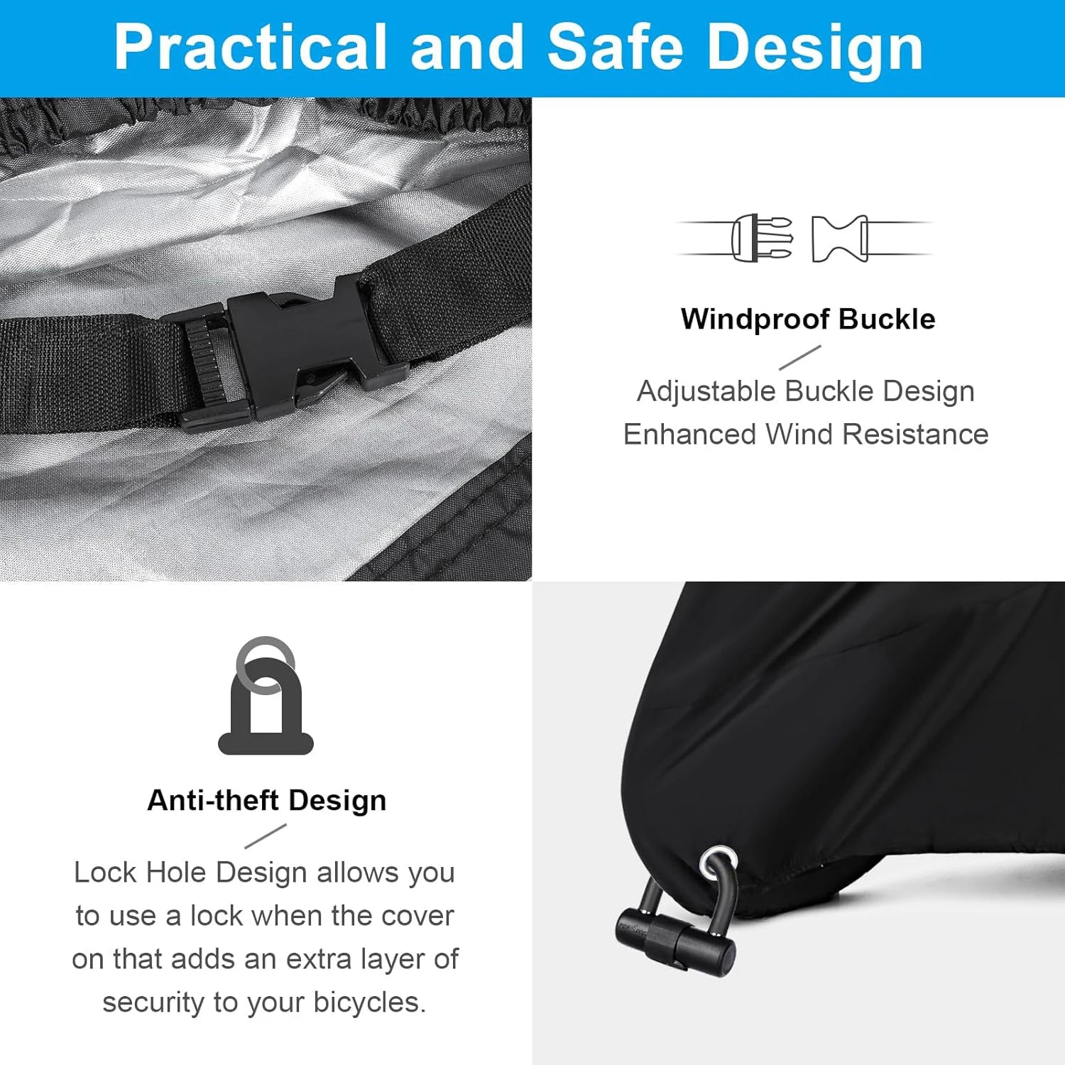 Waterproof Cycle Bike Rain Cover, Bicycle Cover Rain Sun UV Dust Windproof With Lock Hole for Mountain, Road & Dirt Bike