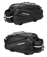 Multifunctional Expandable Bike Rear Rack Bag Hard Shell Carbon Fiber Look Cycling Pannier Bag with Insulated Water Bottle Pocke