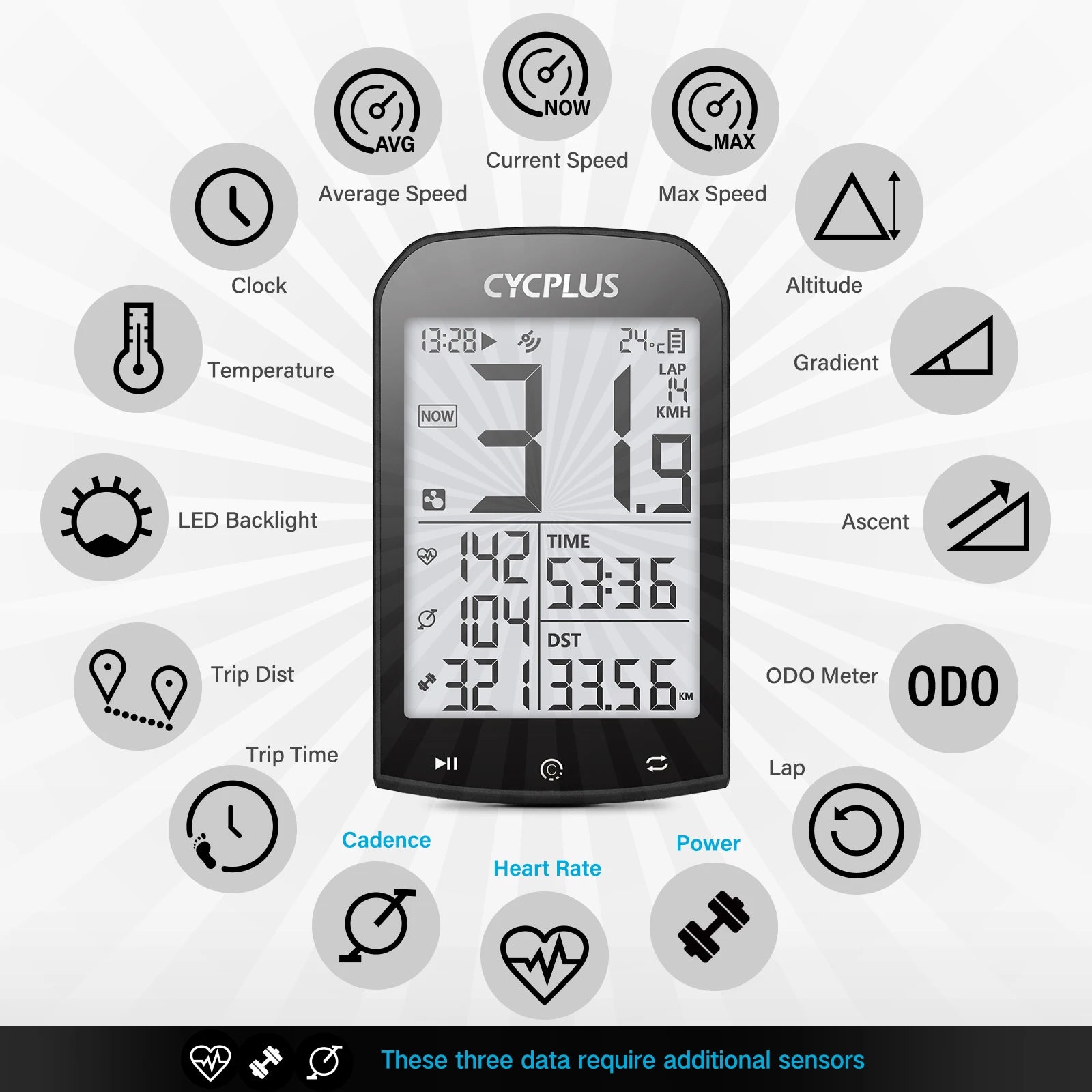 CYCPLUS M1 GPS Bicycle Computer Cycling Speedometer - Pogo Cycles