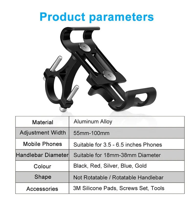 Aluminum Alloy Bike Phone Holder  Anti-slip Bracket Metal Motorcycle GPS Clip Universal Cycle Bicycle Phone Stand