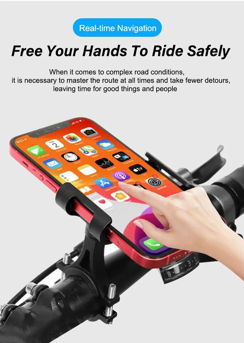 Aluminum Alloy Bike Phone Holder  Anti-slip Bracket Metal Motorcycle GPS Clip Universal Cycle Bicycle Phone Stand