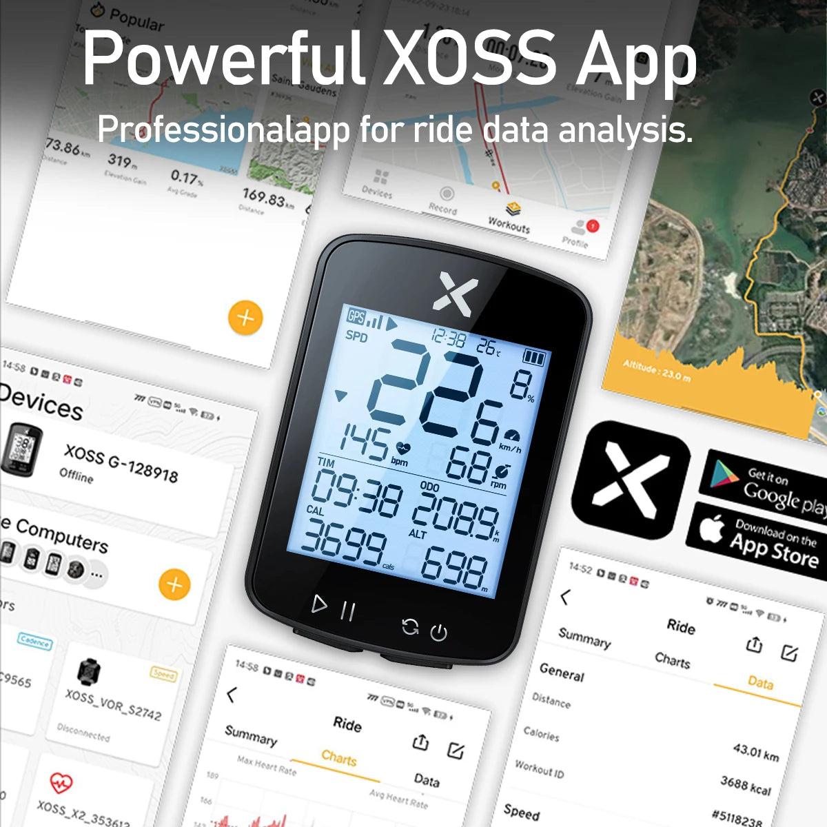 Choice Version xoss G+ G2 G plus 2 Bike Computer GPS Generation Cycling Wireless Speedometer - Pogo Cycles