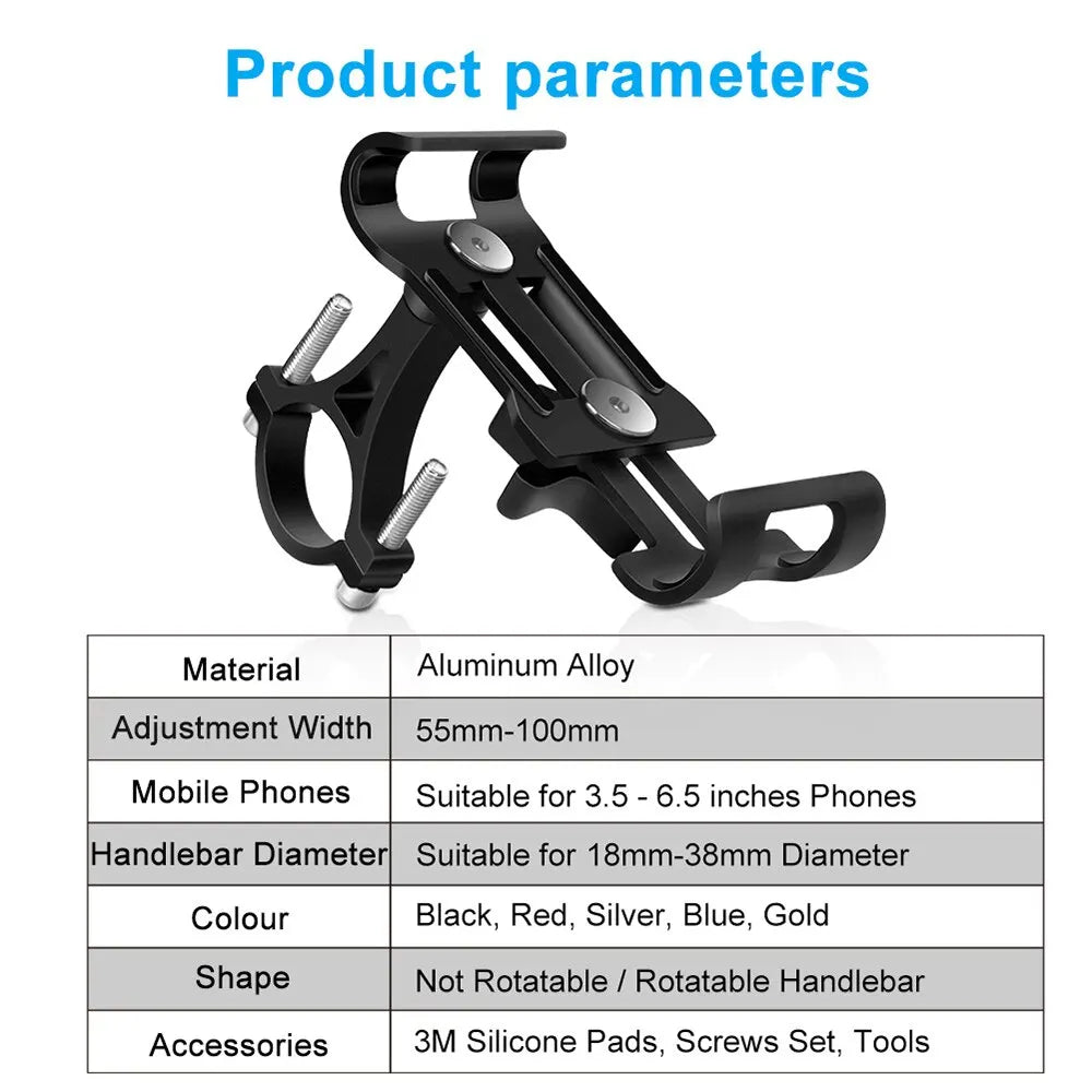 Aluminum Alloy Bike Phone Holder  Anti-slip Bracket Metal Motorcycle GPS Clip Universal Cycle Bicycle Phone Stand