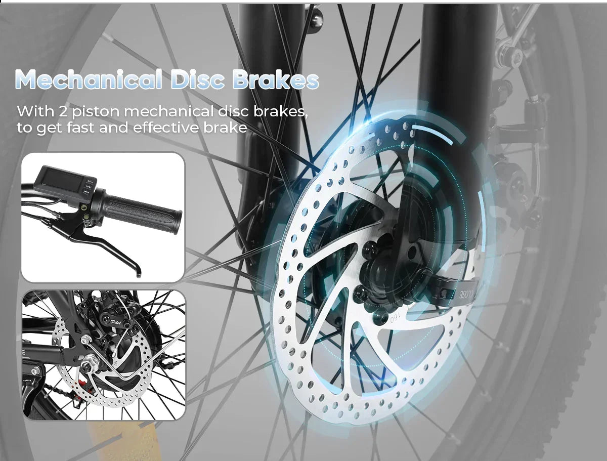 Mechanical disc brake - Samebike CY20 Electric Bike-Ireland - Pogo Cycles